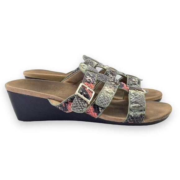 Vionic Park Radia Snakeprint Triple Strap Orthotic Sandals in Mint Snake Size 8 - Picture 8 of 16